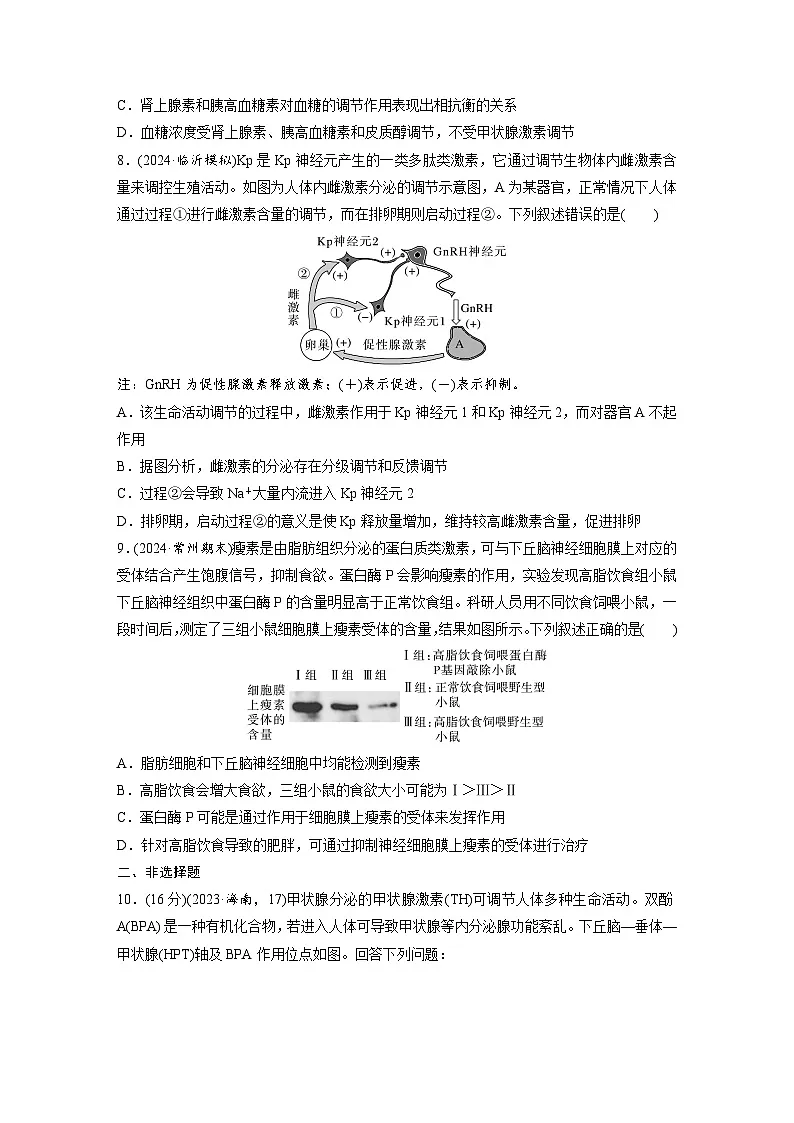 【备考2026】高考生物一轮复习资源：第8单元 课时练36 激素与内分泌调节及激素调节的过程（课时精练）（学生版）第3页