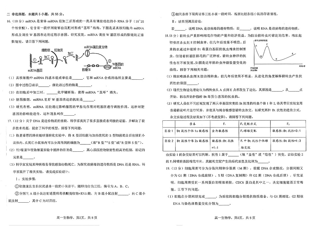 四川省雅安市2024-2025学年高一下学期期末教学质量检测生物试卷第3页