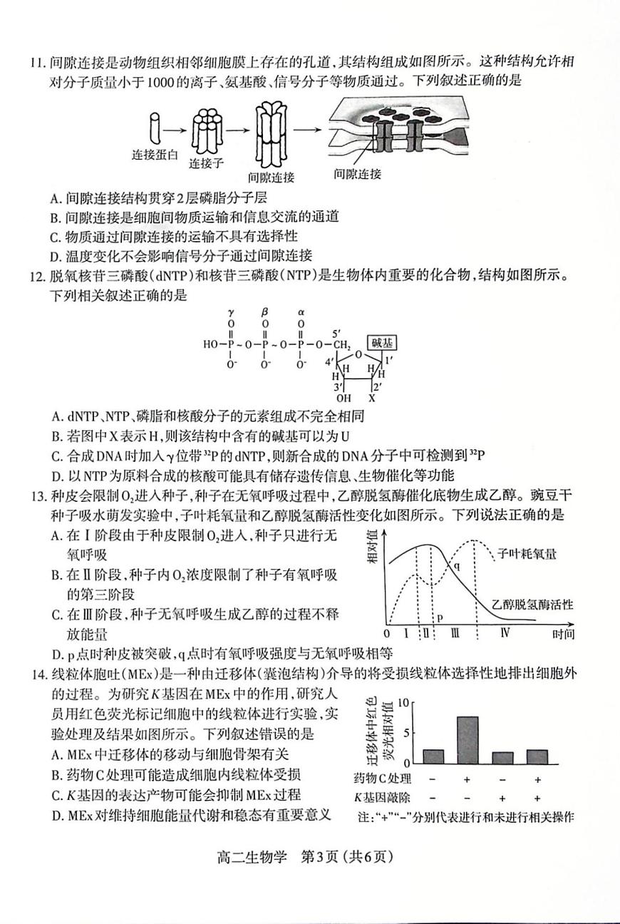 太原市2024-2025学年高二下学期期末生物第3页