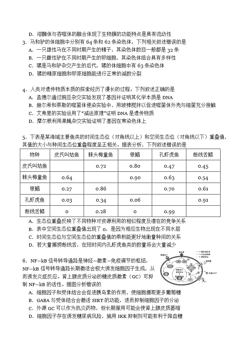 四川省广安市2024-2025学年高二下学期期末考试（高三零诊）生物试卷（Word版附解析）第2页