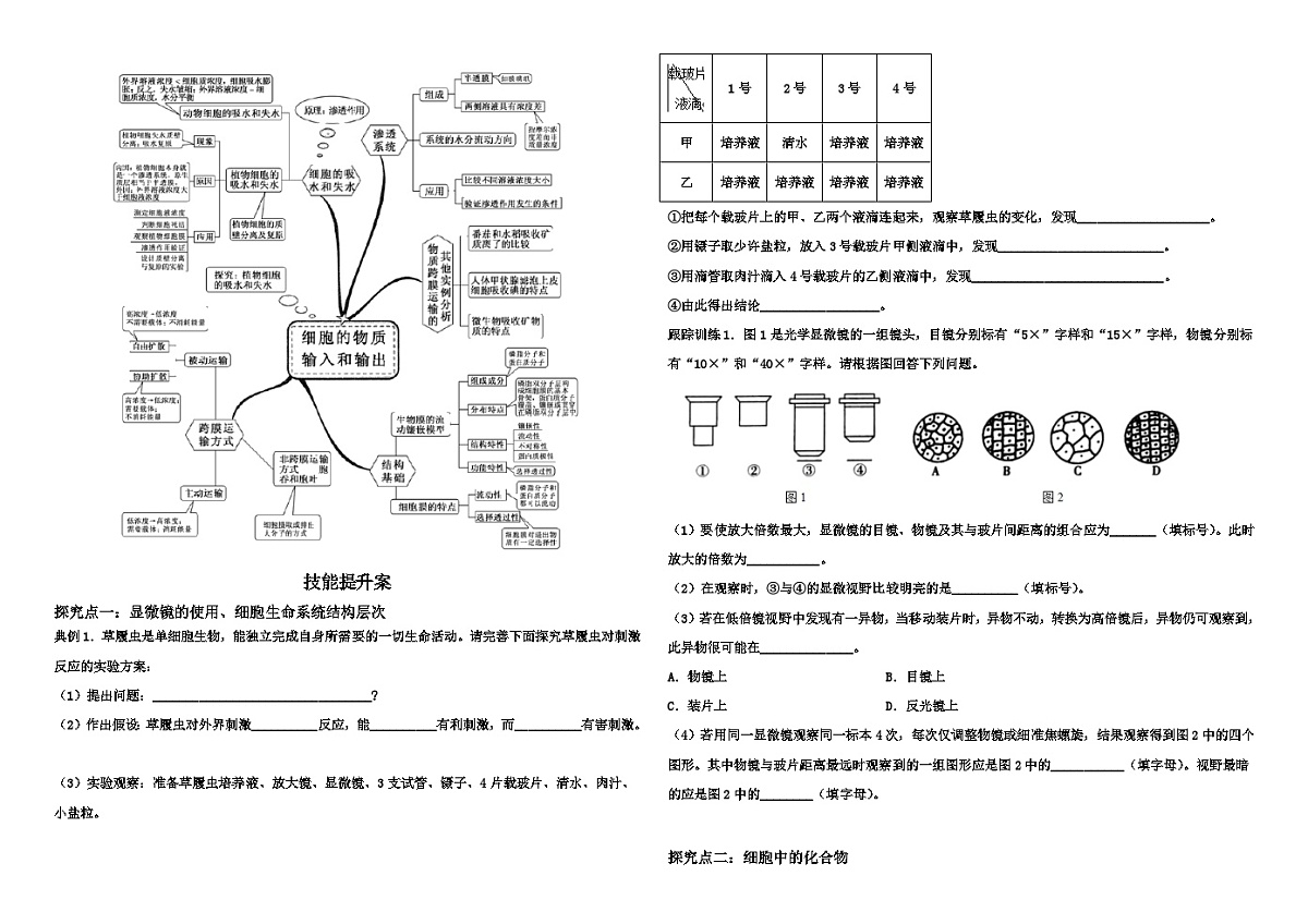 期中考试 复习导学案高中生物人教版必修1第2页