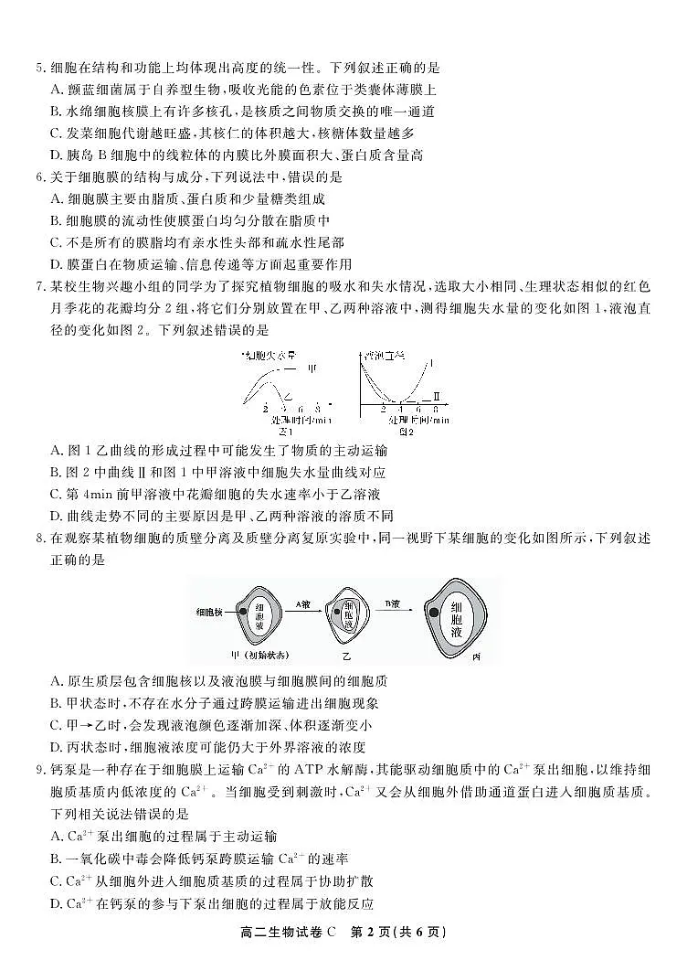 生物试题卷C -高二下7月期末联考 第2页