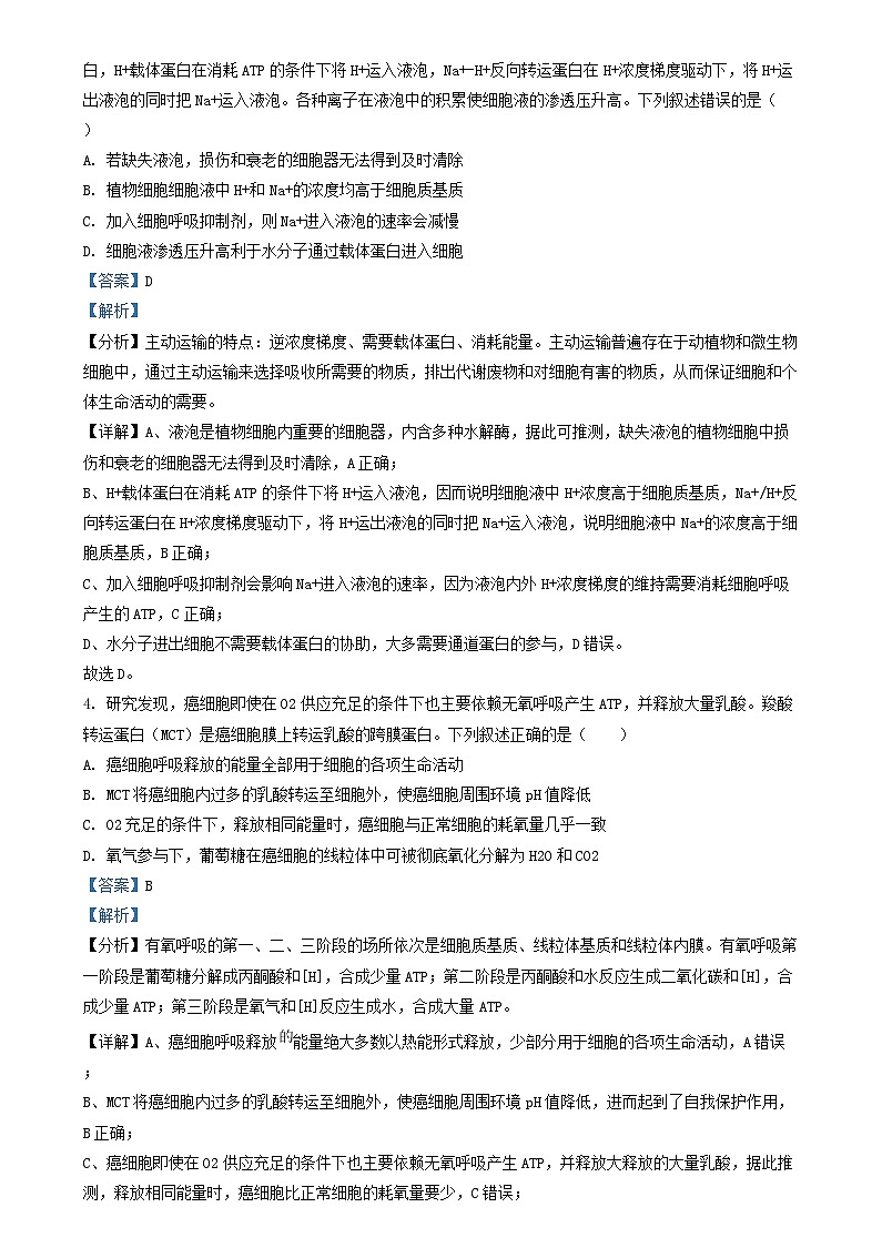 湖北省2024_2025学年高三生物上学期12月月考试题含解析第2页