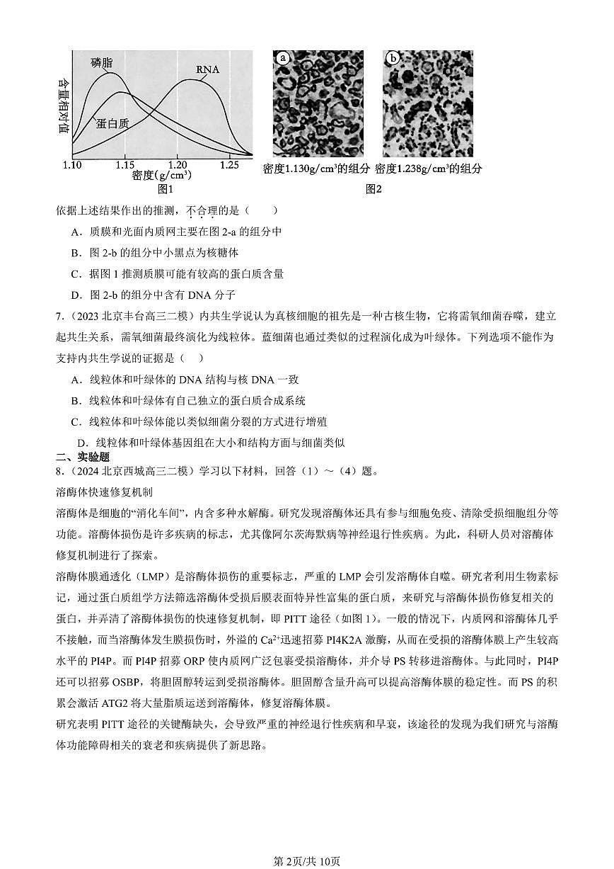 2023-2025北京高三二模[高考模拟]生物汇编：细胞器之间的分工合作第2页