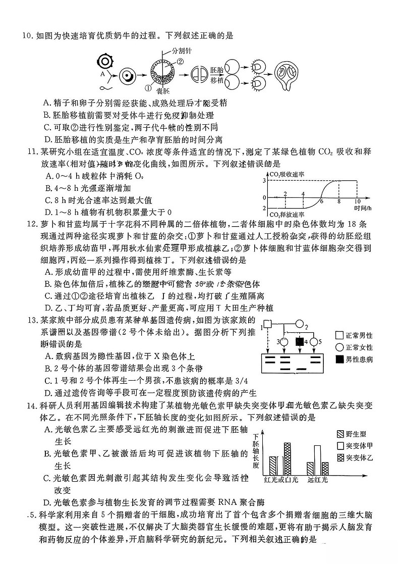 福建省高三百校联考暨金科大联考2025届高三下学期二月测评-生物试卷（含答案）第3页