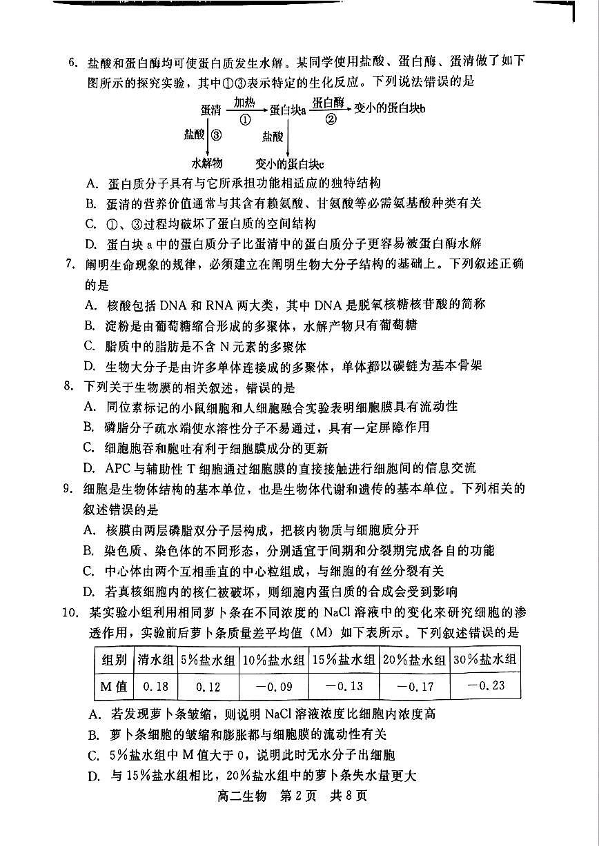 河北省NT20名校联合体2024-2025学年高二下学期期末考试生物试题（PDF版附解析）第2页