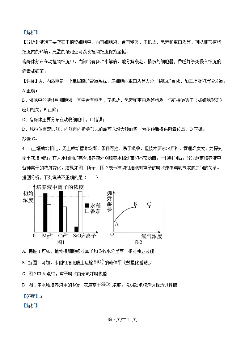 湖北省部分高中协作体2024-2025学年高一下学期6月期末生物试题  Word版含解析第3页