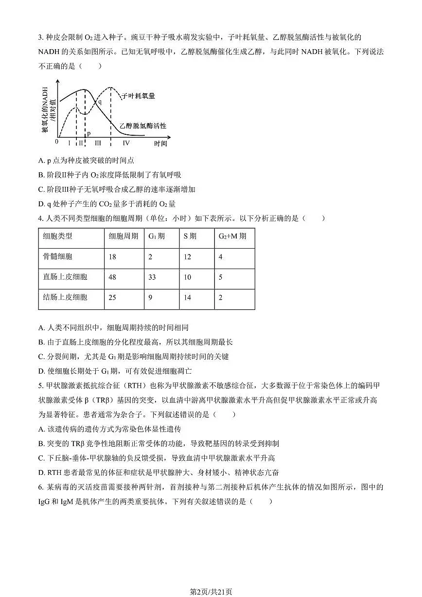 2025北京大兴精华学校高三三模[高考模拟]生物试卷（教师版）第2页