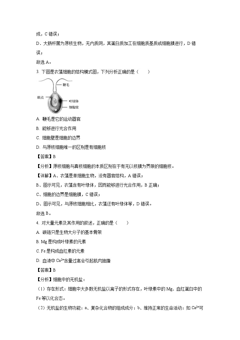 江苏省部分高中2024-2025学年高一上学期期末迎考生物试卷（解析版）第2页