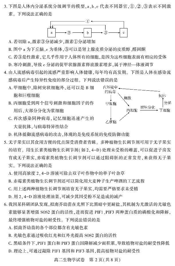 恩施州普通高中2024-2025学年高二质量监测考试 生物.pdf第2页