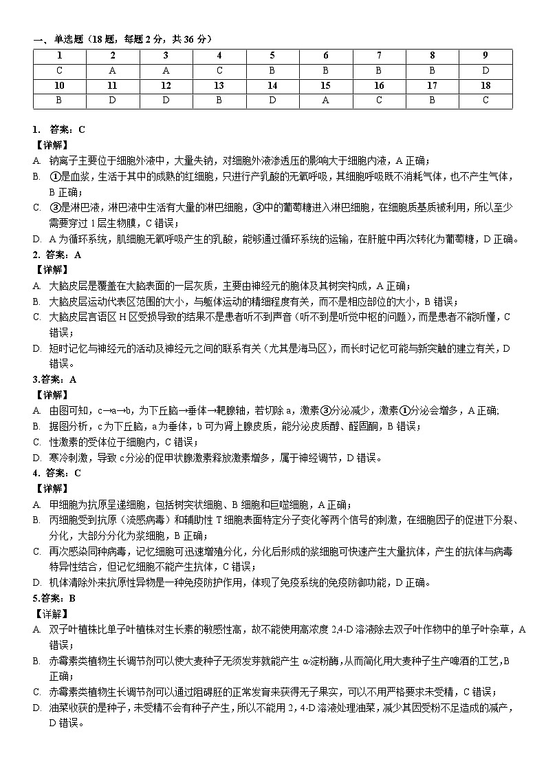 恩施州普通高中2024-2025学年高二质量监测考试 生物答案.docx第1页