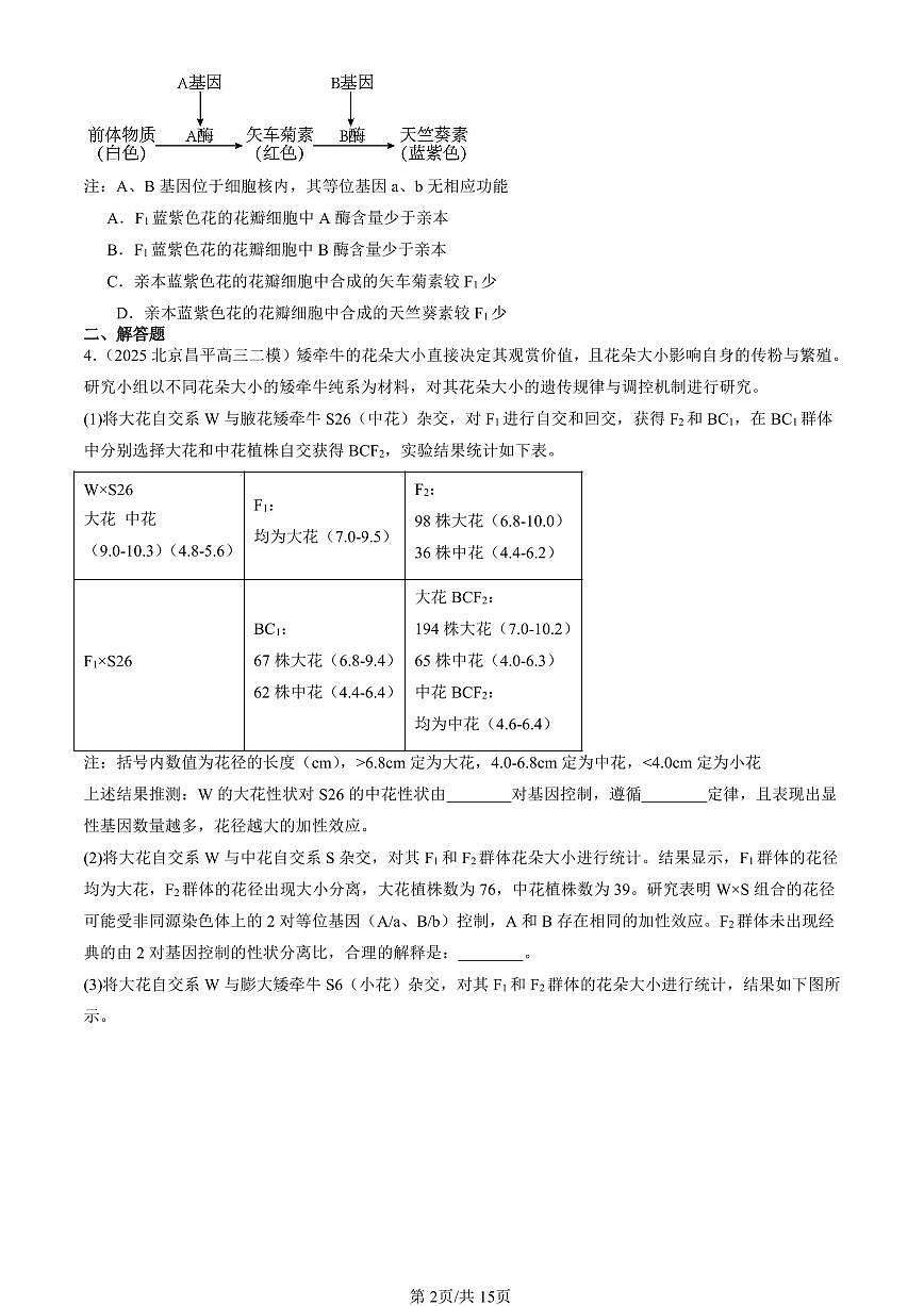 2023-2025北京高三二模[高考模拟]生物汇编：基因的表达与性状关系第2页