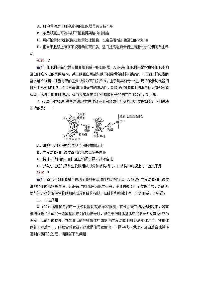 2026届高考生物一轮总复习提能训练练案6细胞器和生物膜系统第3页