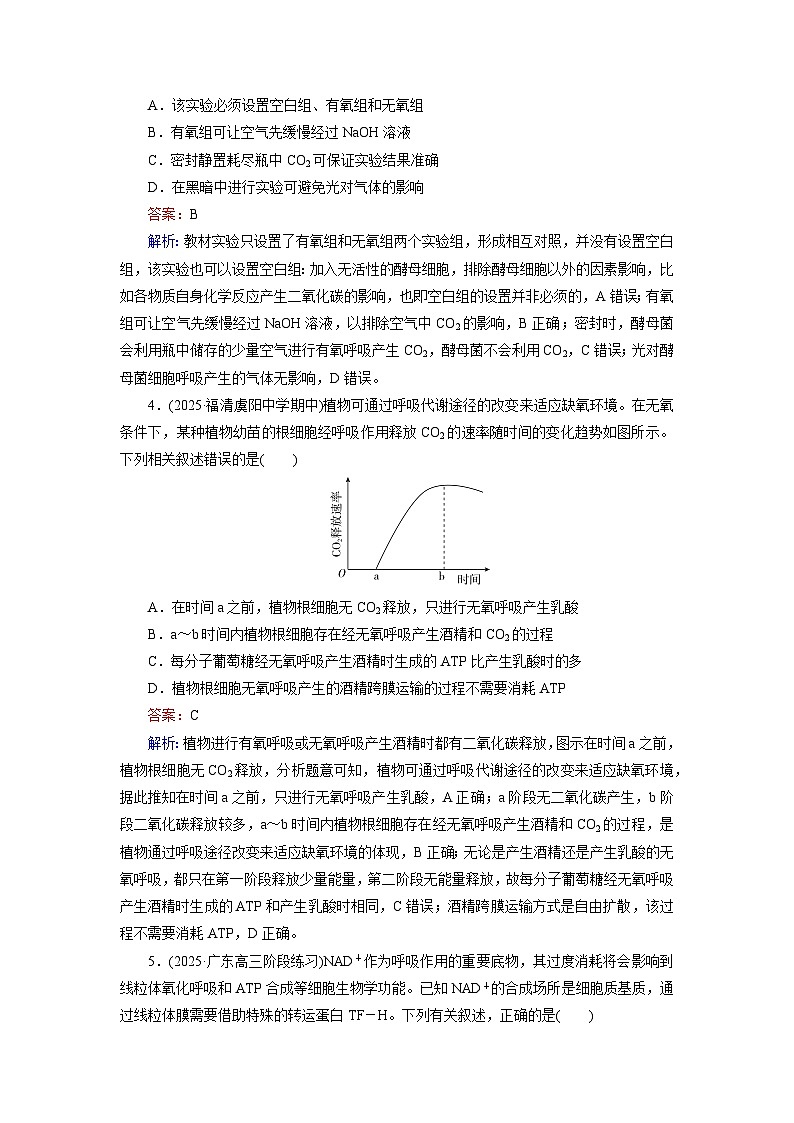 2026届高考生物一轮总复习提能训练练案11细胞呼吸的影响因素探究酵母菌细胞呼吸的方式第2页