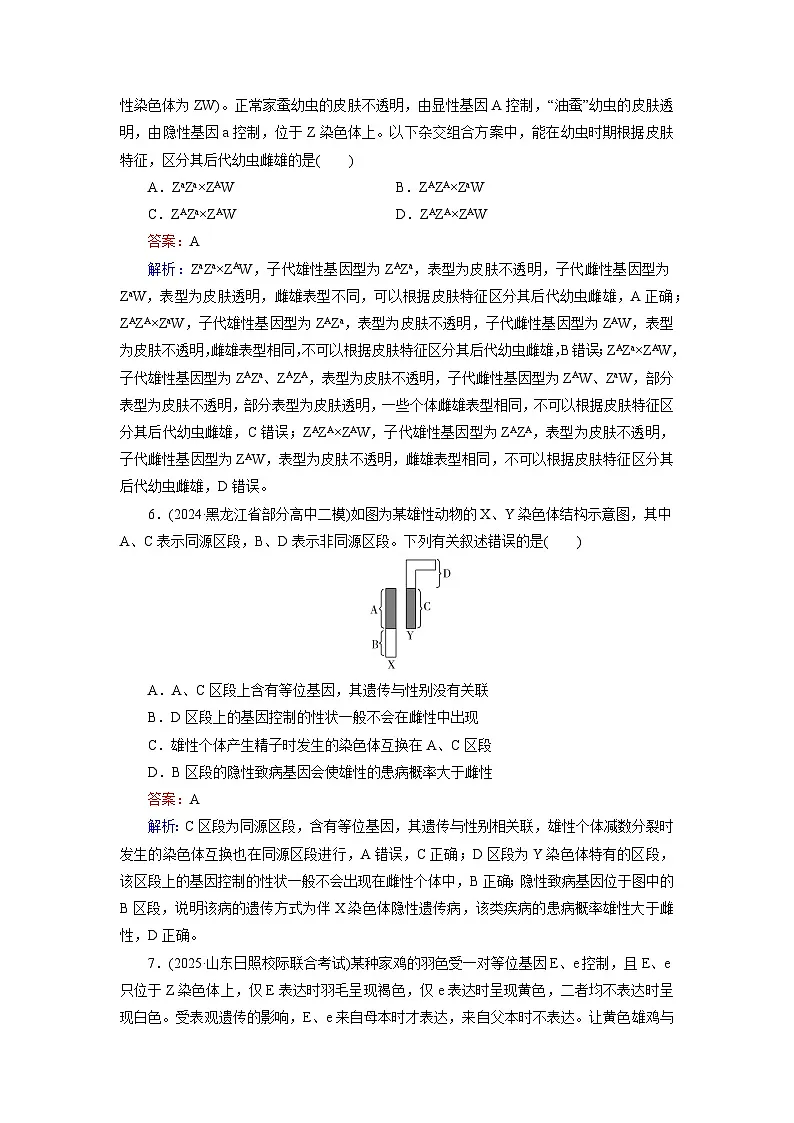 2026届高考生物一轮总复习提能训练练案20伴性遗传第3页