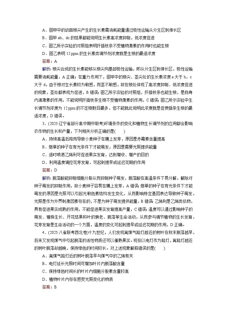 2026届高考生物一轮总复习提能训练练案34植物生命活动的调节第2页