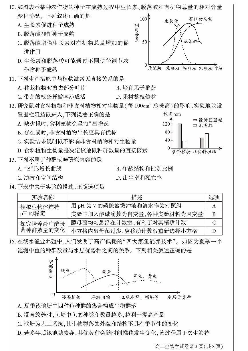 2025北京大兴高二（上）期末生物试卷（教师版）第3页