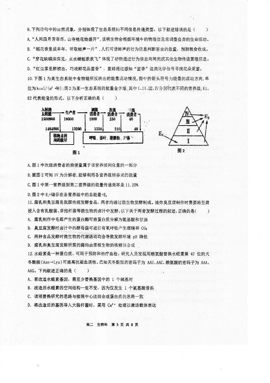 广东省湛江市2024-2025学年高二下学期期末调研测试考试生物试卷（含答案）第3页