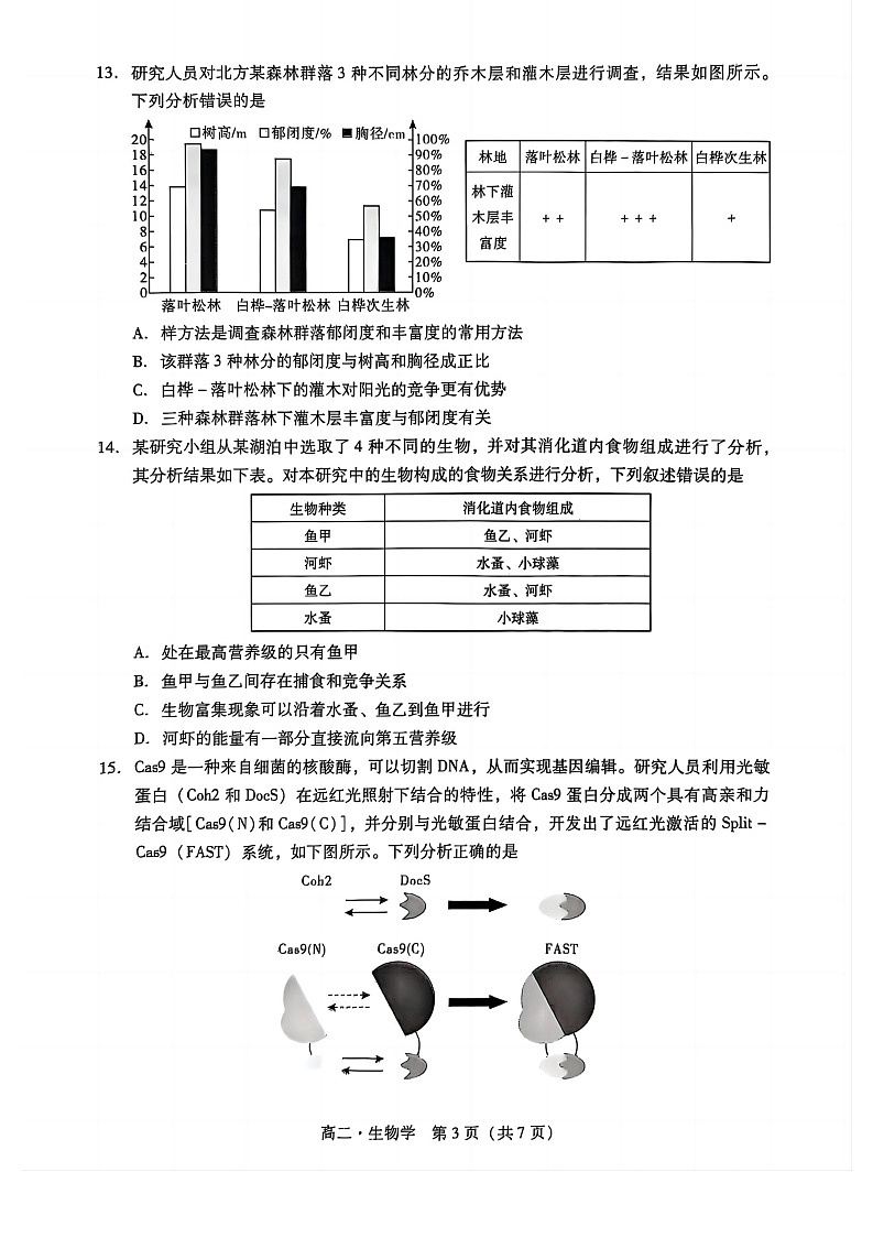广东省汕尾市2024-2025学年高二下学期7月期末测试生物试卷第3页