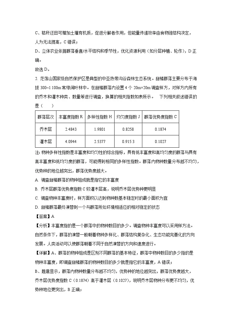 江西省“三新”协同教研共同体2024-2025学年高二下学期联考生物试卷（解析版）第2页