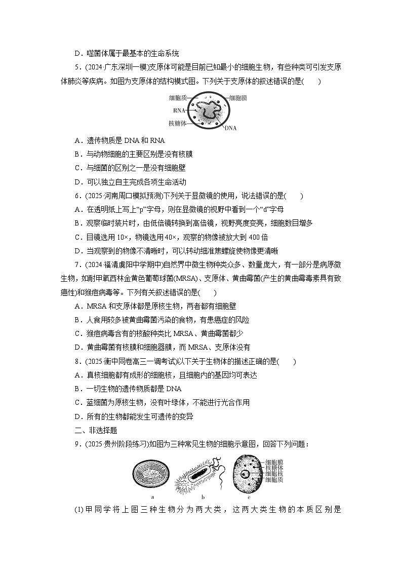 2026届高考生物一轮总复习提能训练练案1走近细胞第2页