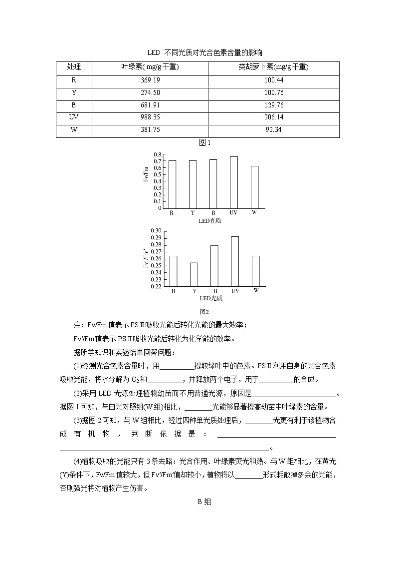 2026届高考生物一轮总复习提能训练练案12捕获光能的色素和结构光合作用的原理第3页