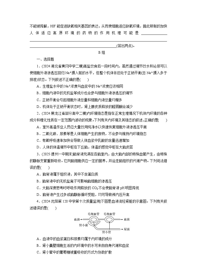 2026届高考生物一轮总复习提能训练练案28人体的内环境与稳态第3页