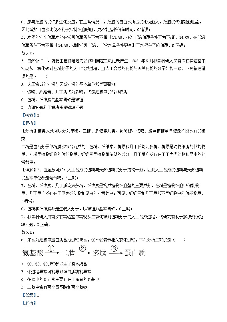 湖南省长沙市2024_2025学年高一生物上学期期末考试试卷含解析第3页