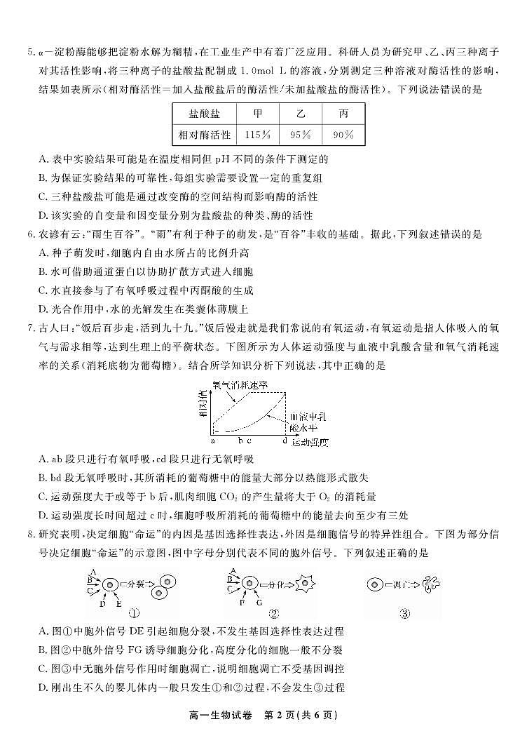 生物试题·2025年7月高一期末联考.pdf第2页