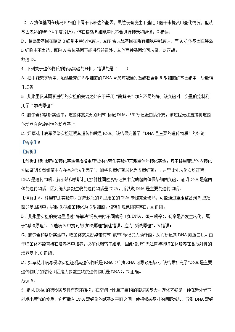 湖南省2024-2025学年高一下学期期末考试生物试题 Word版含解析第3页