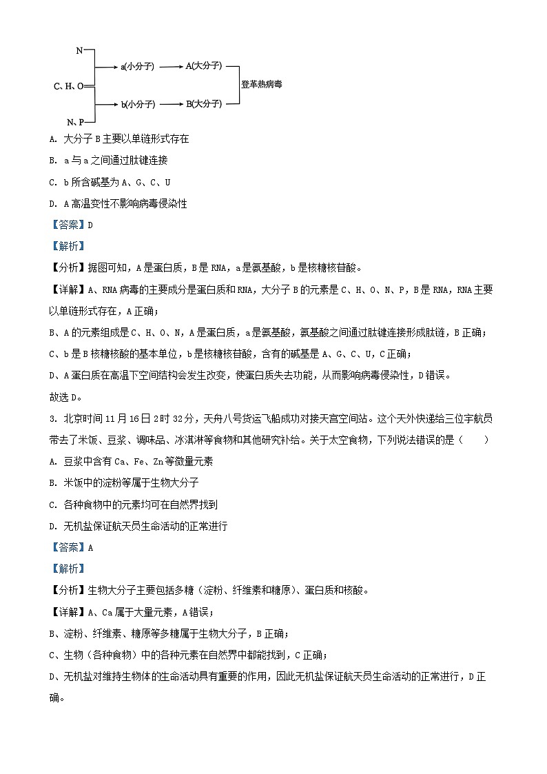 广东省清远市2024_2025学年高一生物上学期期末考试试题含解析第2页