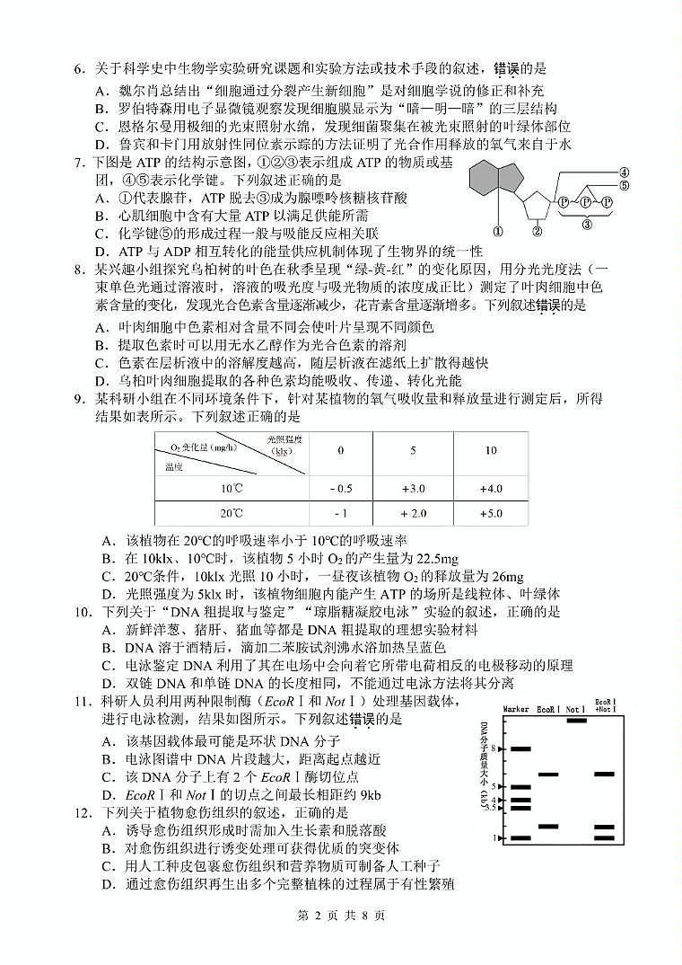 江苏省扬州市2024-2025学年高二下学期期末考试生物试题（PDF版附答案）第2页