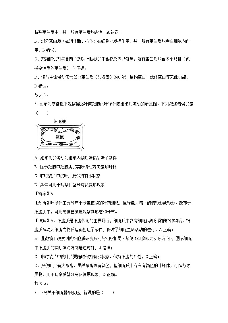 山东省2024年夏季普通高中学业水平合格考试生物试卷（解析版）第3页
