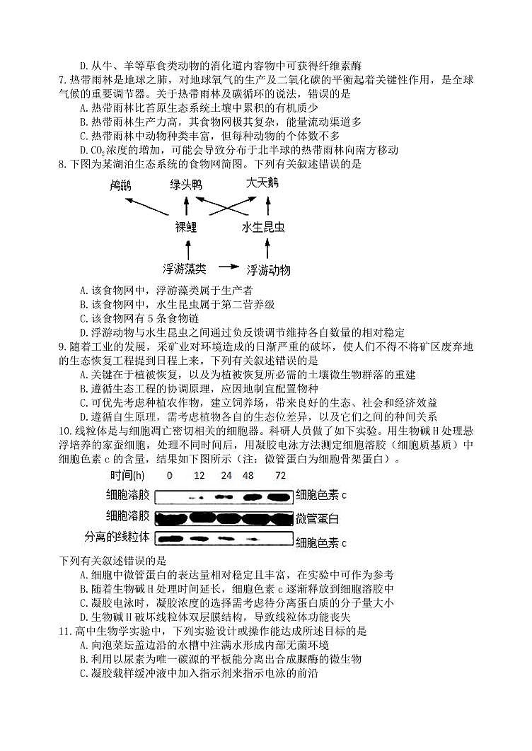 黑龙江省龙东十校联盟2025届新高二下学期7月期末考试-生物试题无答案第2页
