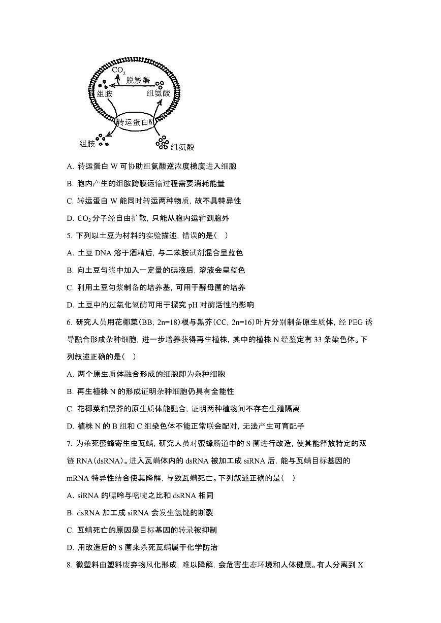 2025年6月四川普通高中学业水平选择性考试生物试题（原卷）含答案第2页