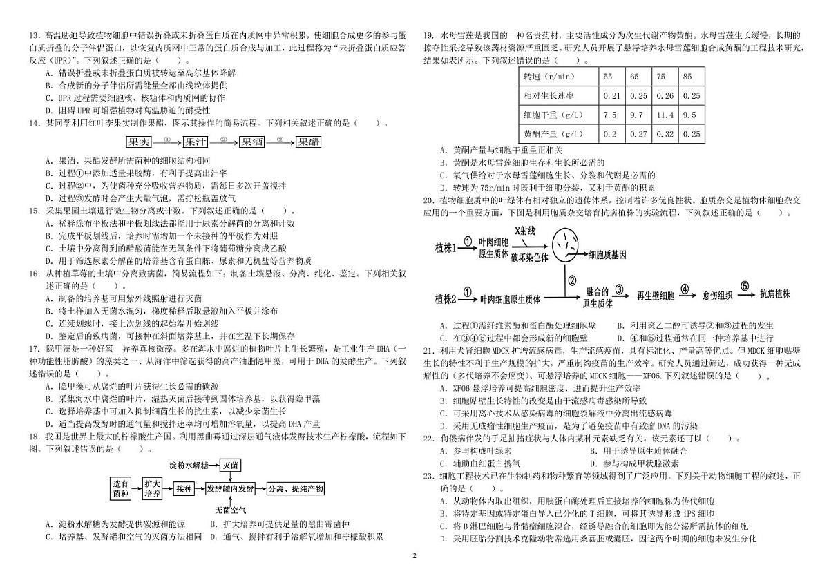 黑龙江省哈尔滨师范大学附属中学2024-2025学年高二下学期期末考试生物学试题（含答案）第2页
