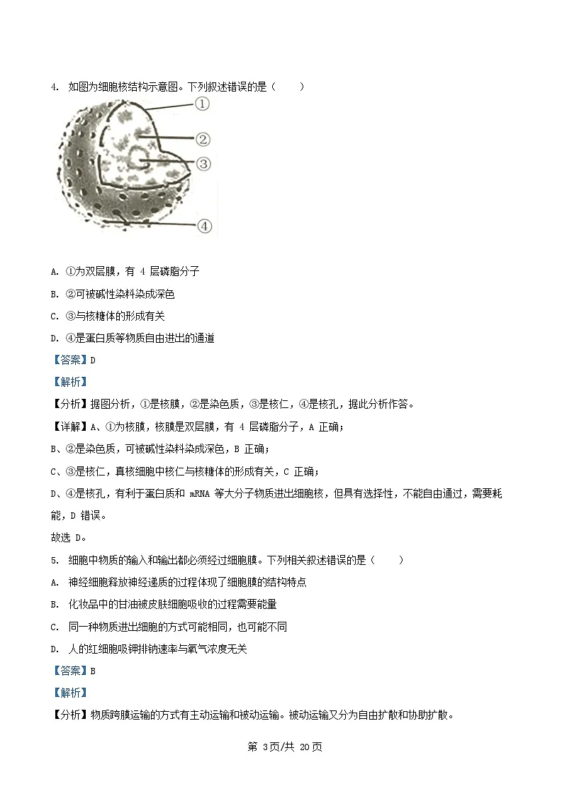 湖南省常德市汉寿县2024_2025学年高一生物下学期2月月考试题含解析第3页