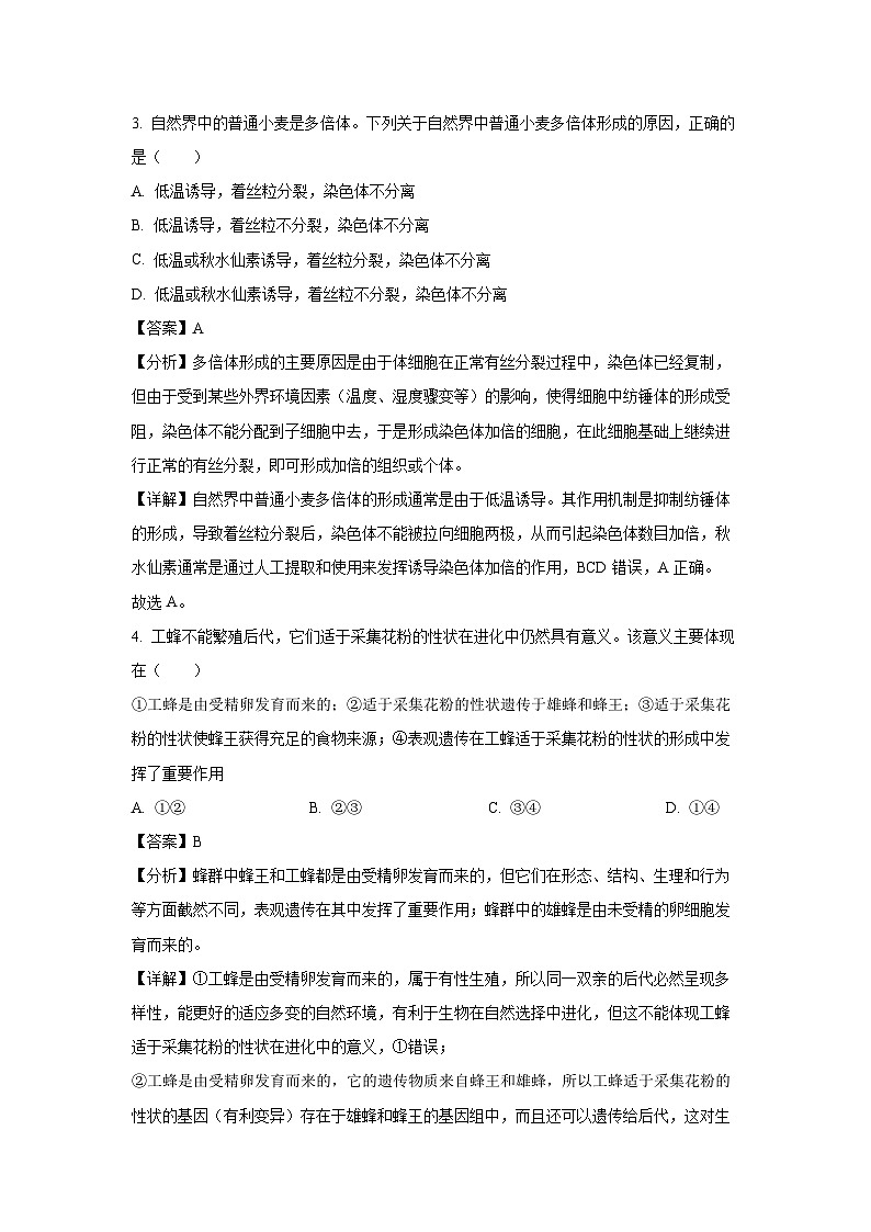广东省汕尾市2023-2024学年高一下学期期末考试生物试卷（解析版）第2页