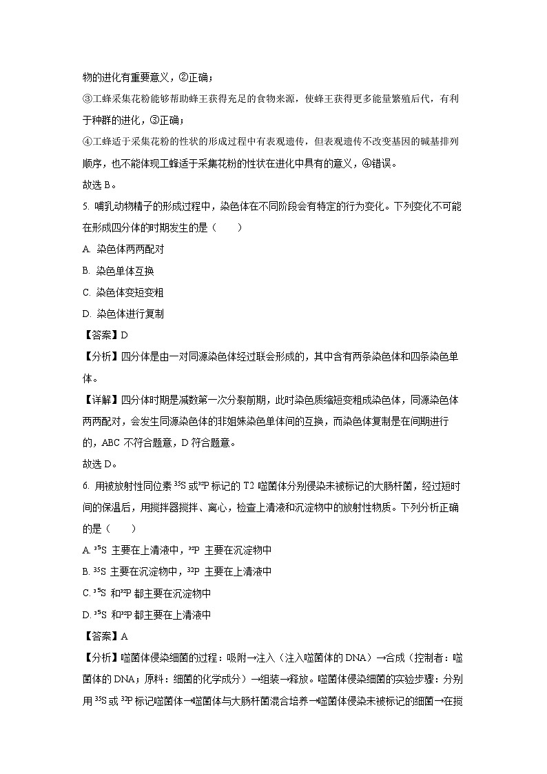 广东省汕尾市2023-2024学年高一下学期期末考试生物试卷（解析版）第3页