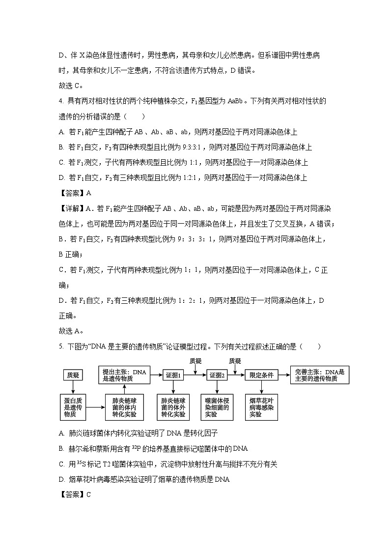 江苏省南京市六校联合体2024-2025学年高一下学期期中 生物试卷（解析版）第3页