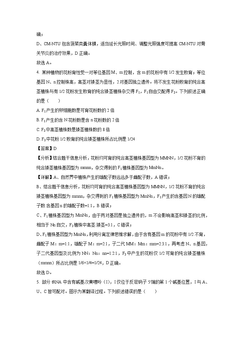 山东省济宁市2025届高三下5月模拟生物试卷（解析版）第3页