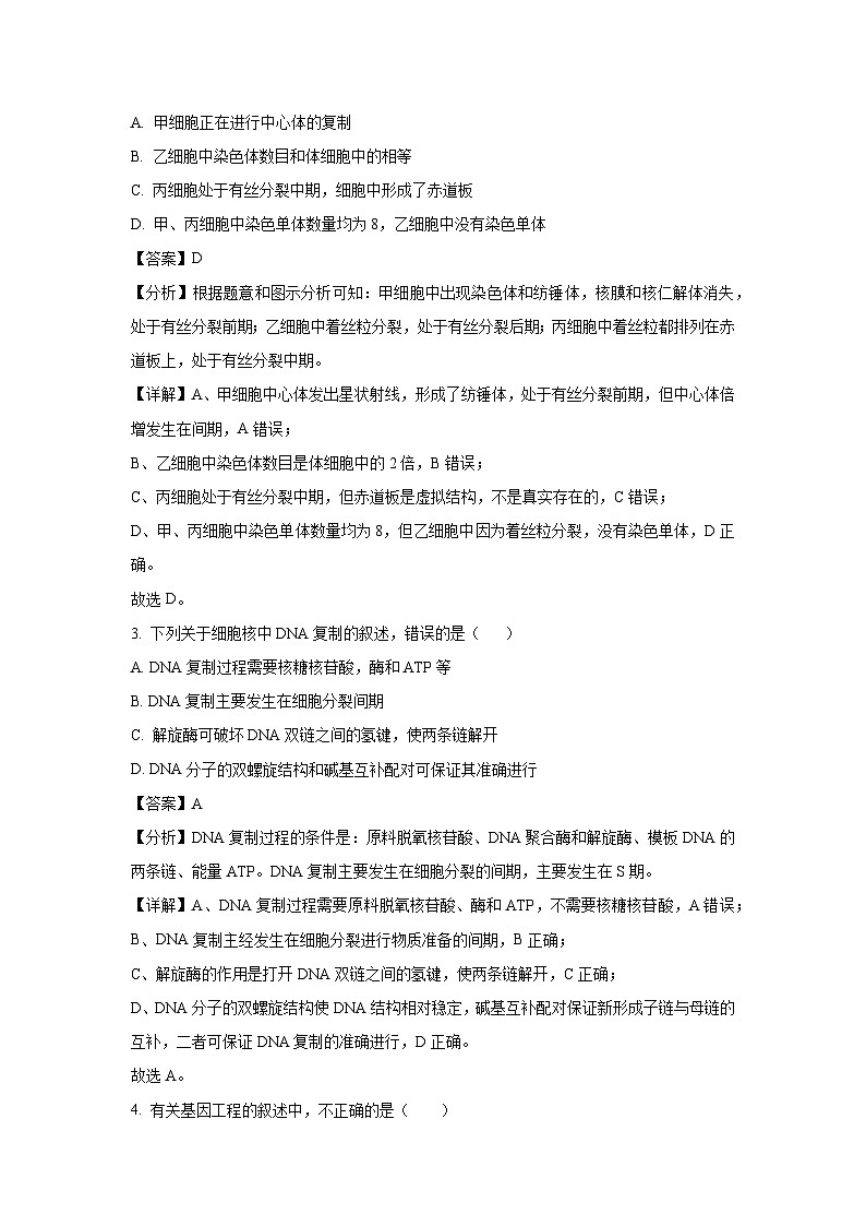 甘肃省庆阳市2025届高三普通高中学业水平选择性考试模拟生物试卷（解析版）第2页