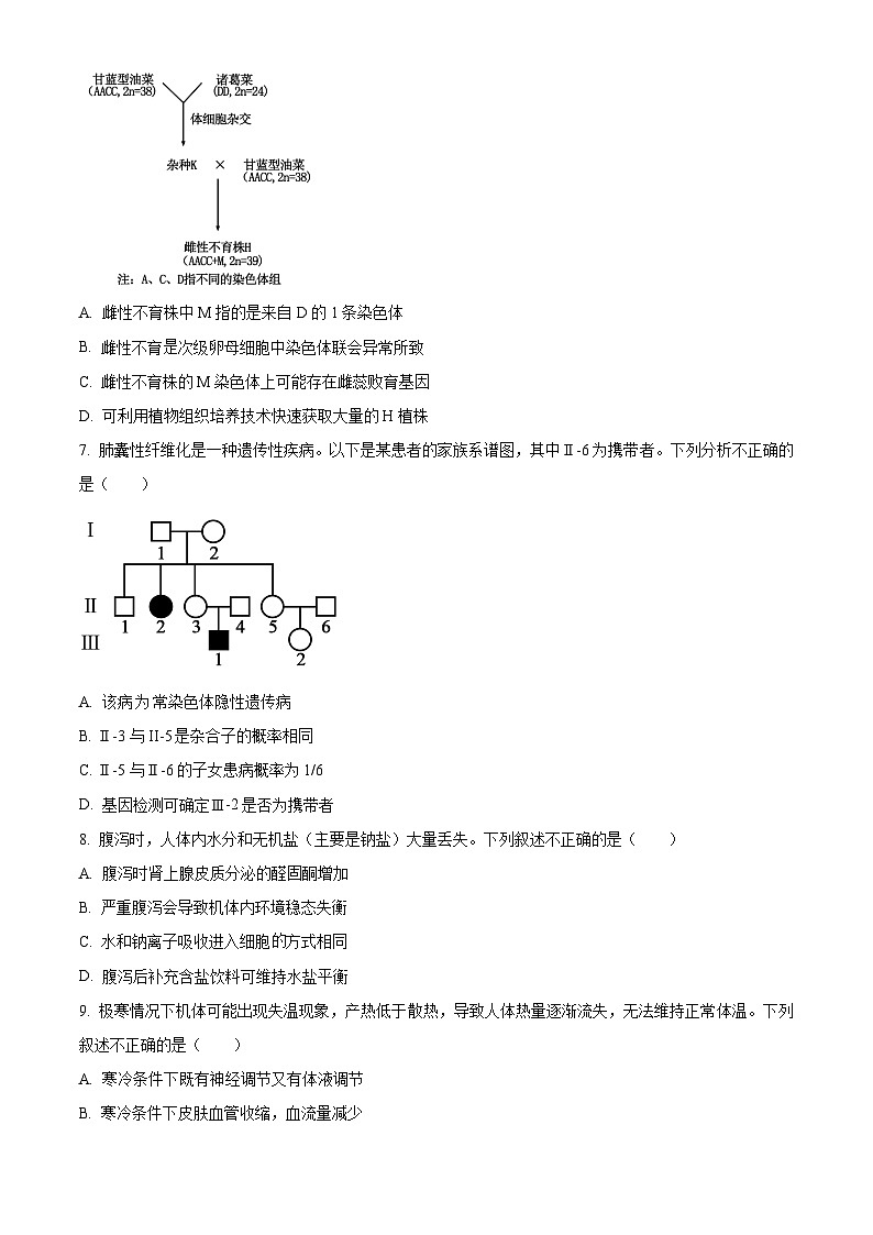 精品解析：北京市丰台区2024-2025学年高三上学期1月期末生物试题（原卷版）第3页