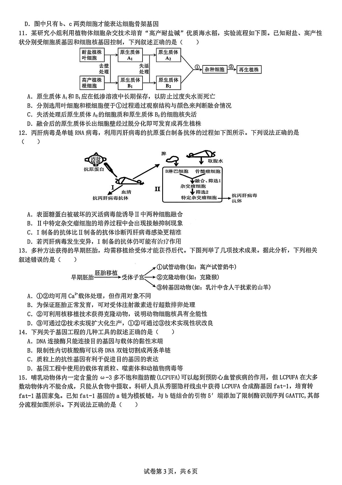 四川省成都市第七中学2024-2025学年度下期高2026届零诊模拟考试生物试题【含答案】第3页
