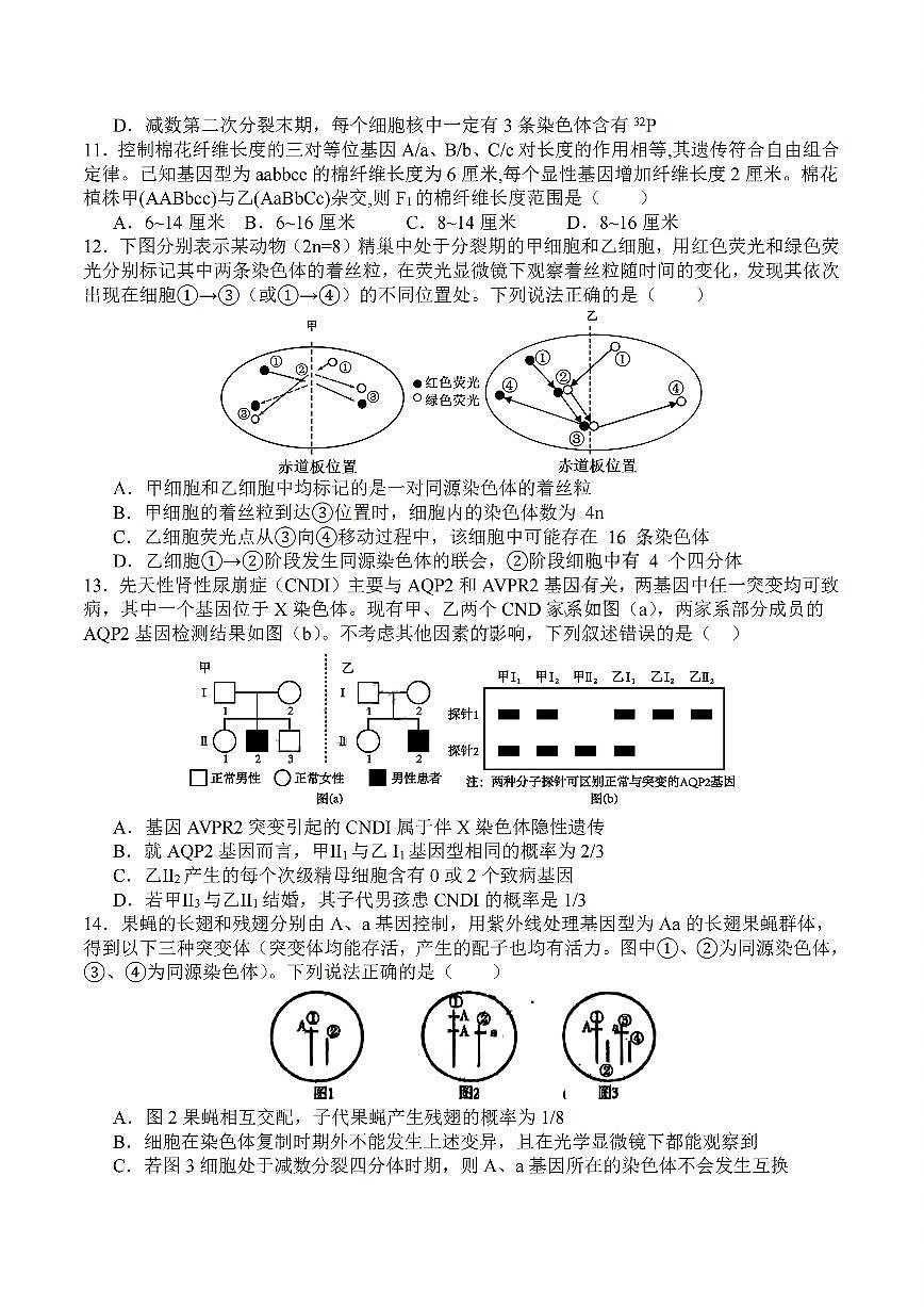 四川省甘孜藏族自治州2024-2025学年高一下学期7月期末全州统一调研考试生物试题含答案第3页