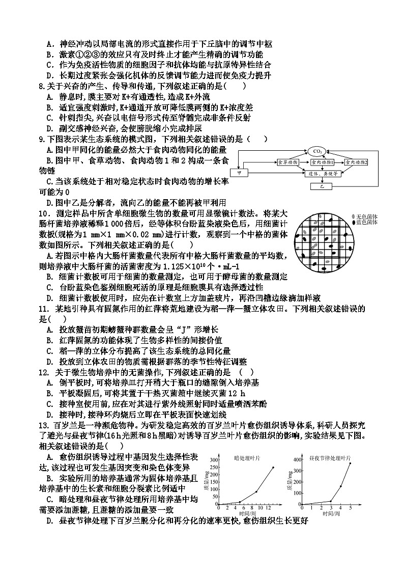 2026届江苏省南京市鼓楼区南京市第二十九中学模拟预测生物试题第2页