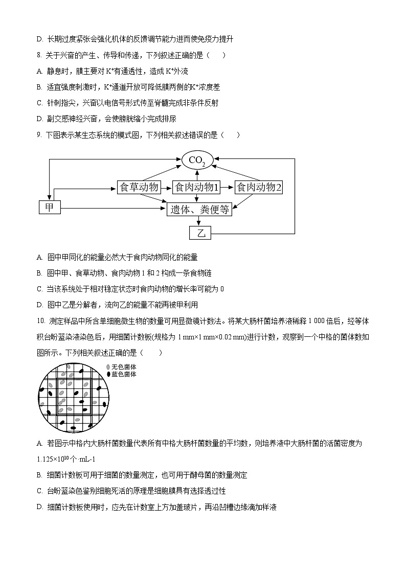 2026届江苏省南京市鼓楼区南京市第二十九中学模拟预测生物试题  Word版无答案第3页