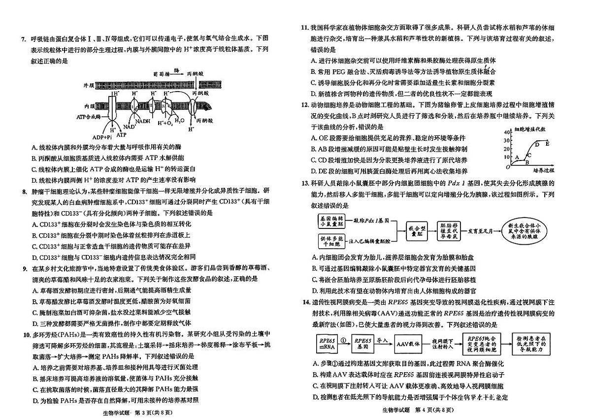 四川省成都市2026届高三上学期摸底考试（零诊）生物试卷（PDF版附答案）第2页