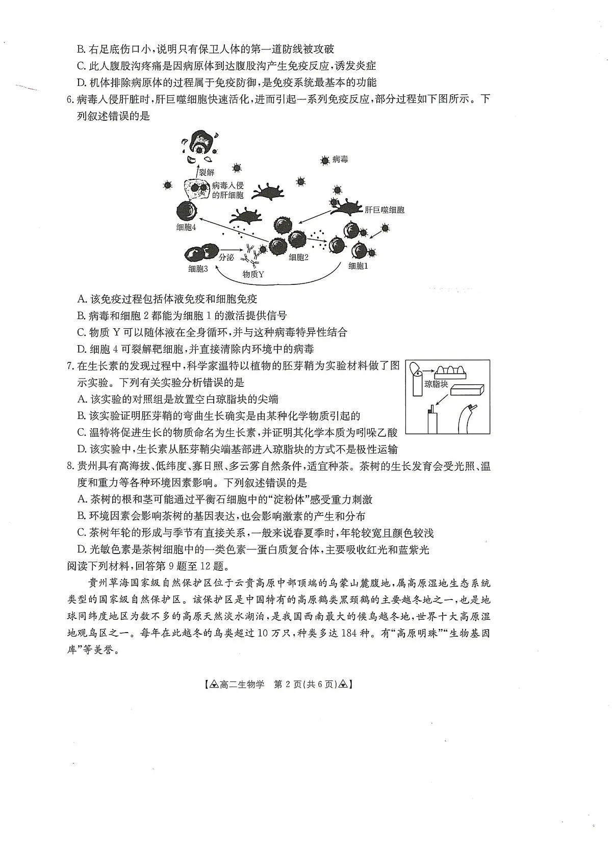 贵州省安顺市2024-2025学年高二下学期期末考试生物试题（PDF版附答案）第2页