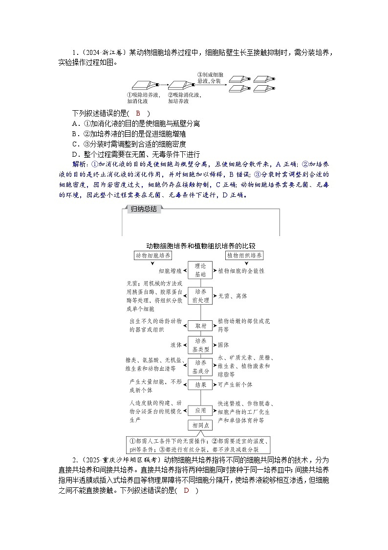 高三生物【一轮复习】讲义练习　第十单元　第53课时　动物细胞工程第3页